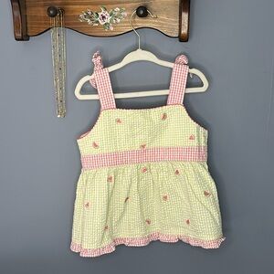 B.T. Kids Green & Pink Watermelon Seersucker Tank Top